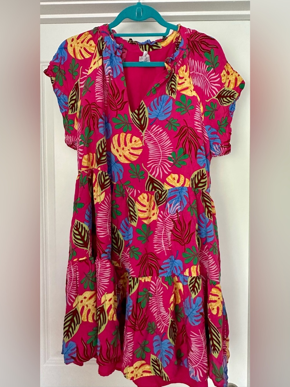 Sugarlips Hot Pink Tropical Trim Sundress